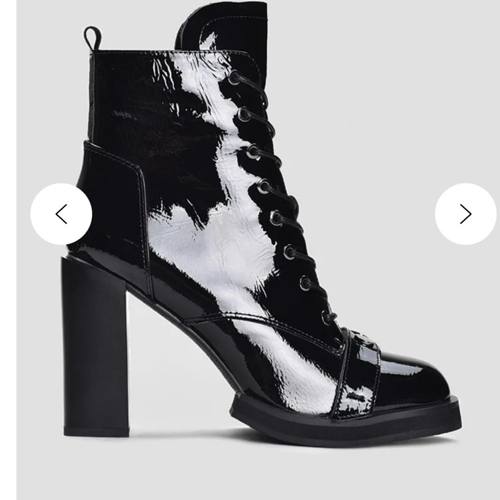 SALE! Chic Black Patent Leather Ankle Boots Size 37 EU US 7 Worn Once!